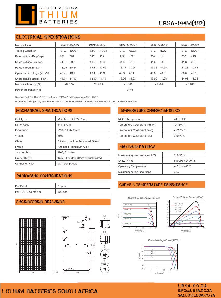 PRE ORDERS DISPATCH FROM 2022/12/12 LBSA 555W HALF CELL MONO SOLAR PANEL - Lithium Batteries South Africa